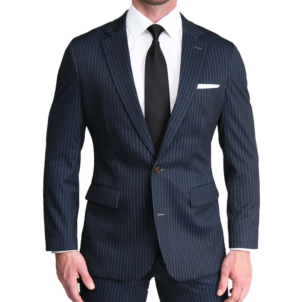 State and Liberty Athletic Fit Stretch Blazer - Knit Blue Chalk Stripe| Casual Blazers|Blazers