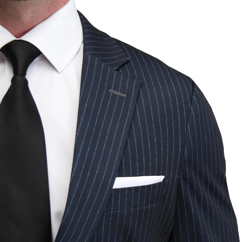 State and Liberty Athletic Fit Stretch Blazer - Knit Blue Chalk Stripe| Casual Blazers|Blazers
