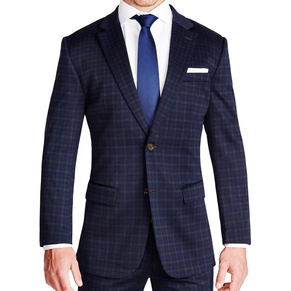 State and Liberty Athletic Fit Stretch Blazer - Blue Plaid| Casual Blazers|Blazers
