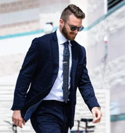 State and Liberty Athletic Fit Stretch Blazer - Blue Plaid| Casual Blazers|Blazers