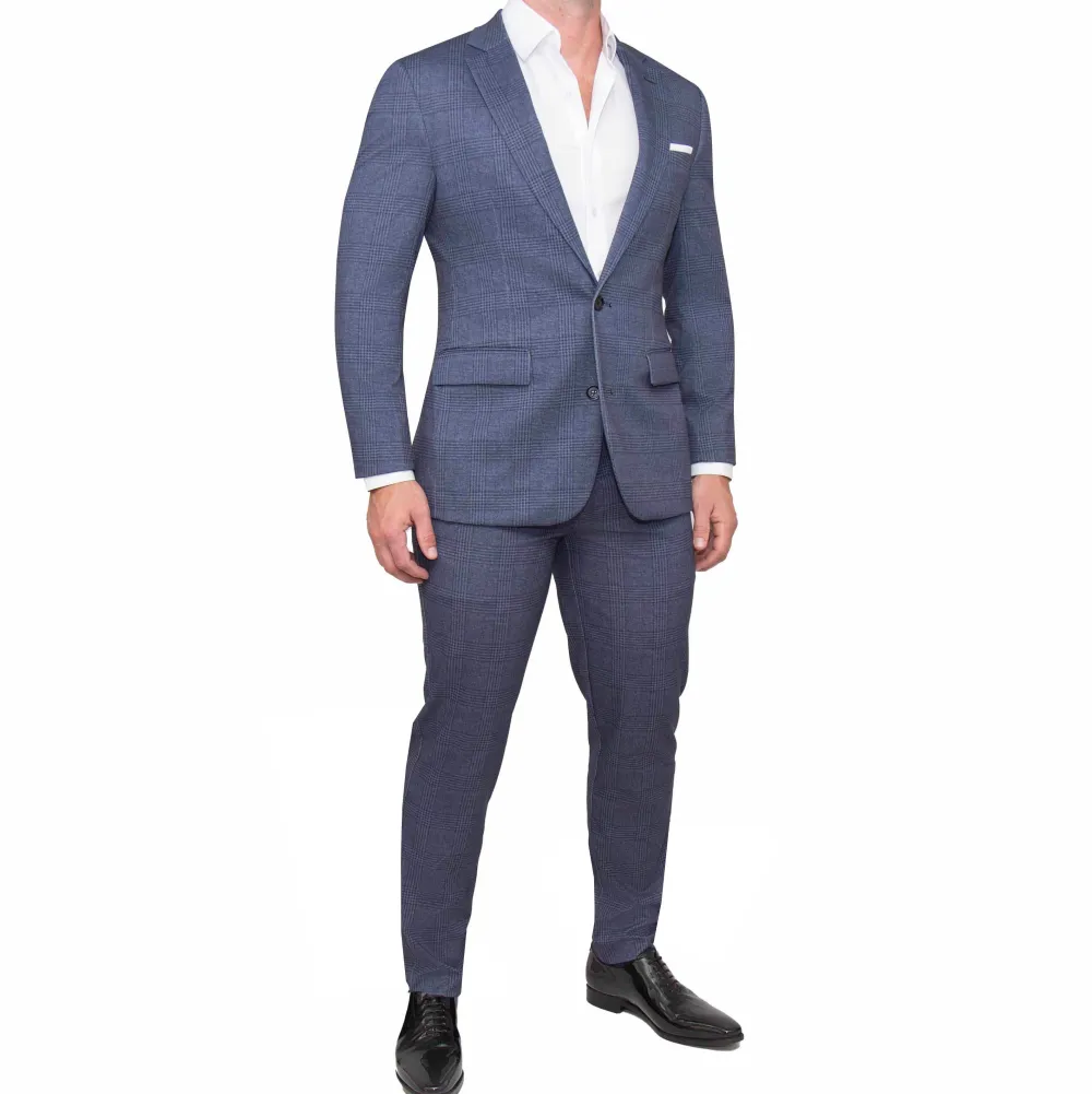 State and Liberty Athletic Fit Stretch Blazer - Storm Blue & Navy Plaid| Casual Blazers|Blazers