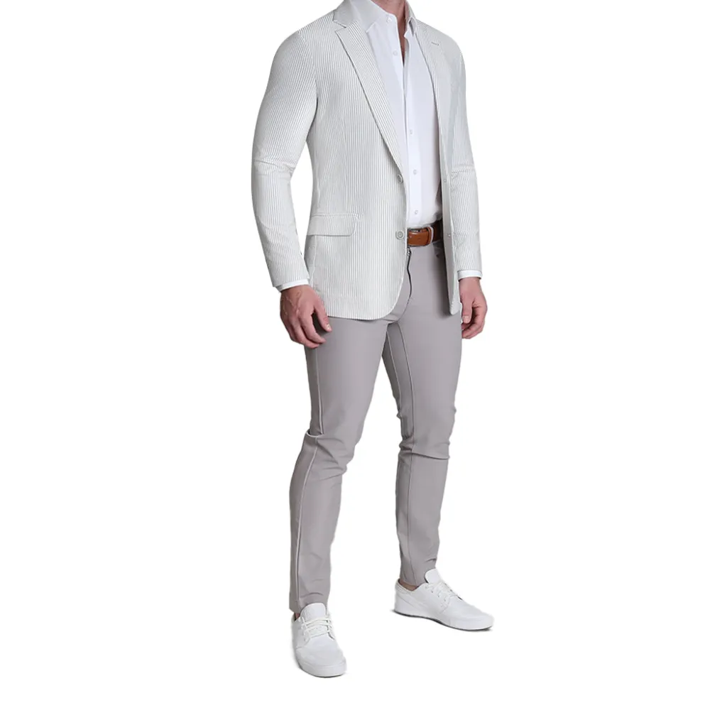 State and Liberty Athletic Fit Stretch Blazer - Grey Seersucker| Casual Blazers|Blazers