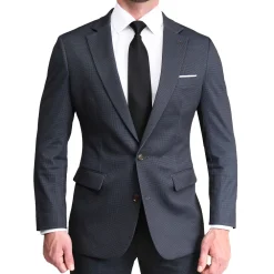 State and Liberty Athletic Fit Stretch Blazer - Charcoal Microcheck| Casual Blazers|Blazers