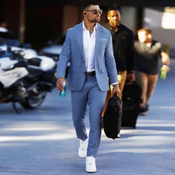 State and Liberty Athletic Fit Stretch Blazer - Heathered Light Blue| Casual Blazers|Blazers