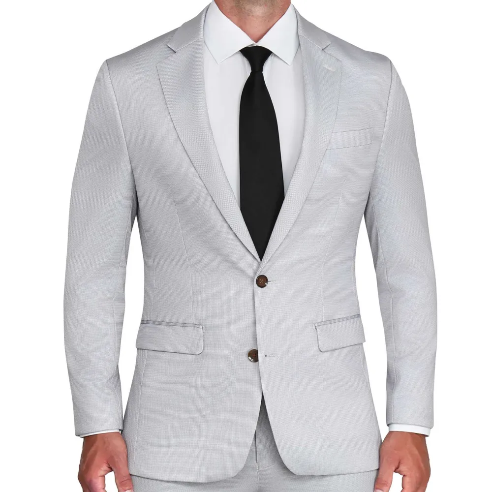 State and Liberty Athletic Fit Stretch Suit - Light Grey Microcheck| Suits