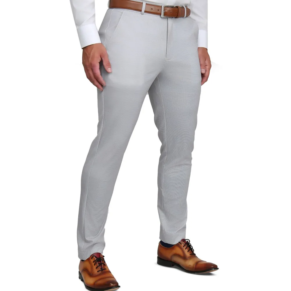 State and Liberty Athletic Fit Stretch Suit - Light Grey Microcheck| Suits