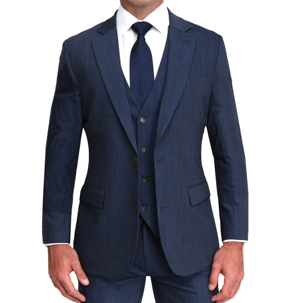 State and Liberty Athletic Fit Stretch Suit Vest - Heathered Navy| Vests