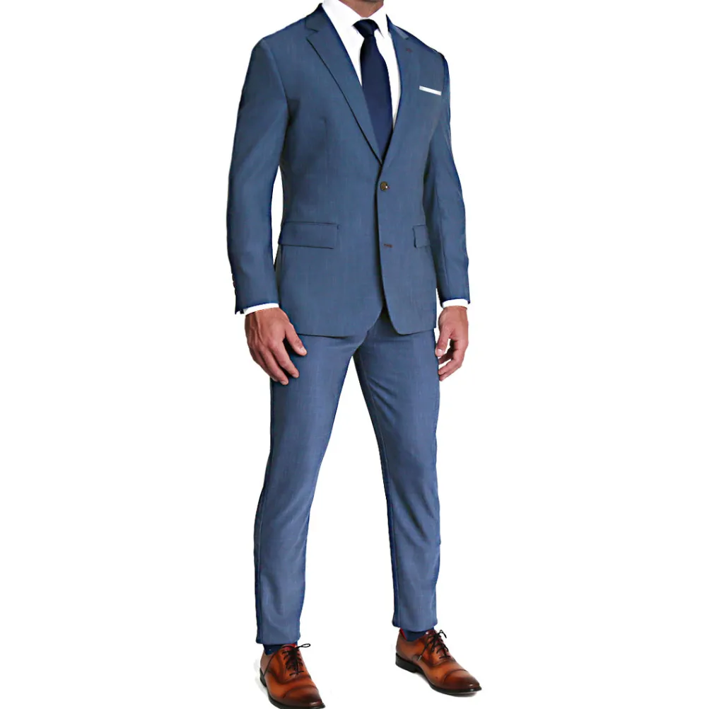 State and Liberty Athletic Fit Stretch Suit - Heathered Blue| Suits