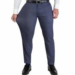 State and Liberty Athletic Fit Stretch Suit - Storm Blue & Navy Plaid| Suits