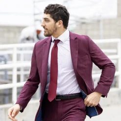 State and Liberty Athletic Fit Stretch Suit - Heathered Maroon| Suits