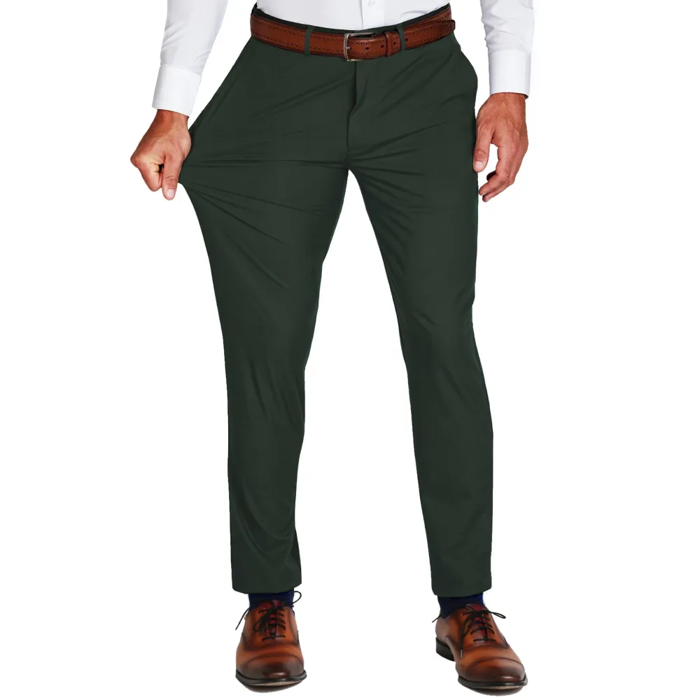 State and Liberty Athletic Fit Stretch Suit Pants - Solid Hunter Green| Suit Pants|Dress Pants