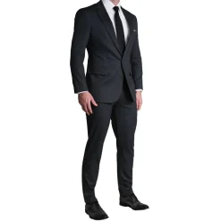 State and Liberty Athletic Fit Stretch Suit - Charcoal Microcheck| Suits