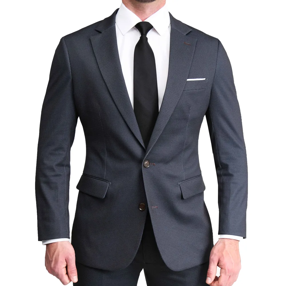 State and Liberty Athletic Fit Stretch Suit - Charcoal Microcheck| Suits