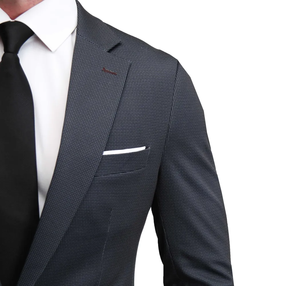State and Liberty Athletic Fit Stretch Suit - Charcoal Microcheck| Suits