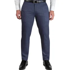 State and Liberty Athletic Fit Stretch Suit Pants - Storm Blue & Navy Plaid| Tech Chinos|Suit Pants
