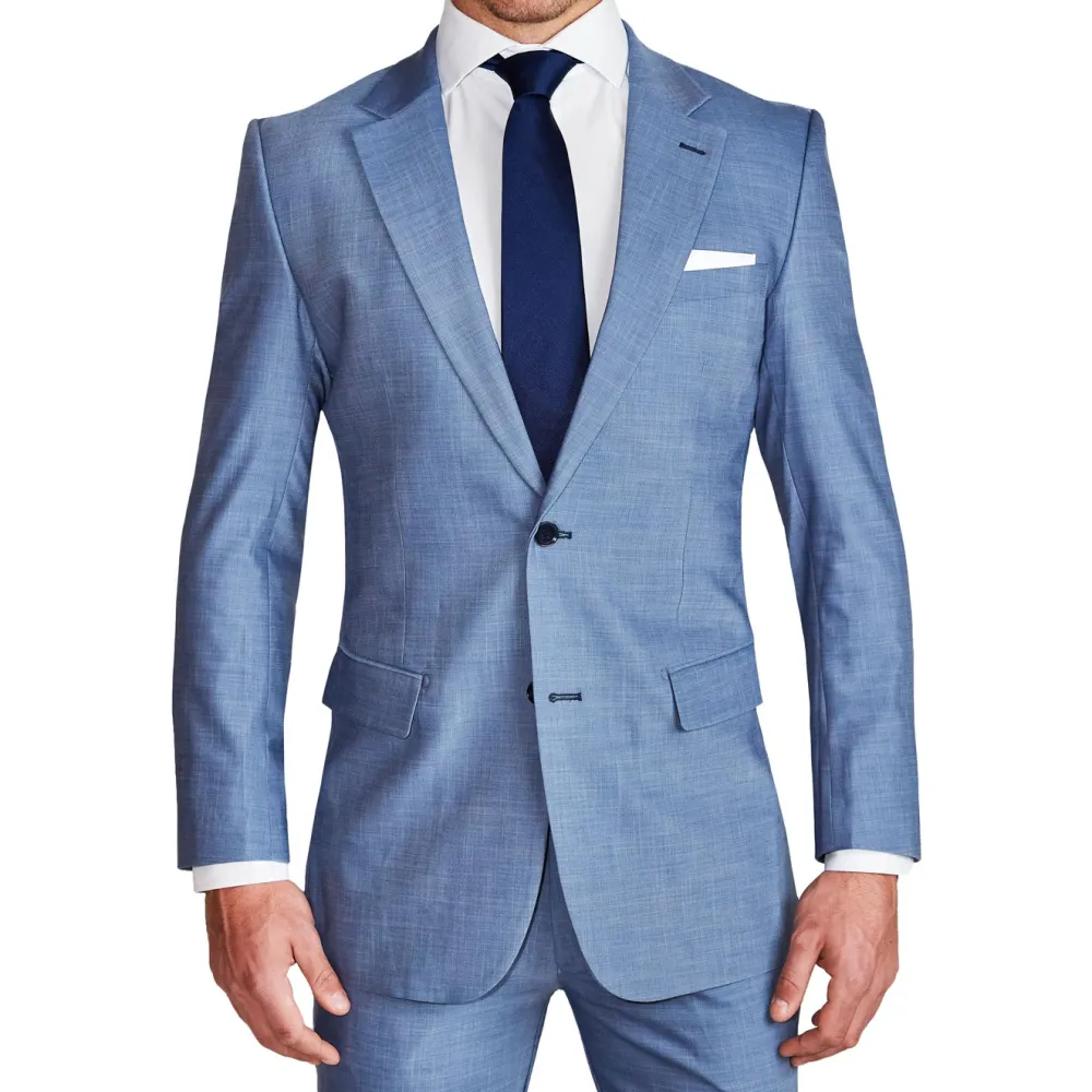 State and Liberty Athletic Fit Stretch Suit - Heathered Light Blue| Suits