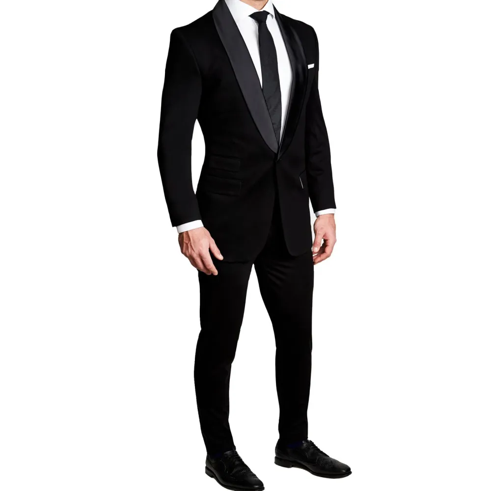State and Liberty Athletic Fit Stretch Tuxedo - Black with Shawl Lapel| Tuxedos|Suits