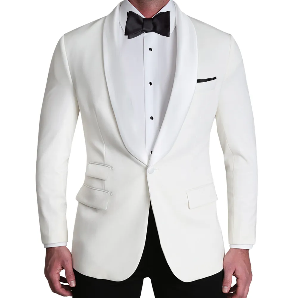 State and Liberty Athletic Fit Stretch Tuxedo Jacket - White with White Shawl Lapel| Tuxedos|Blazers