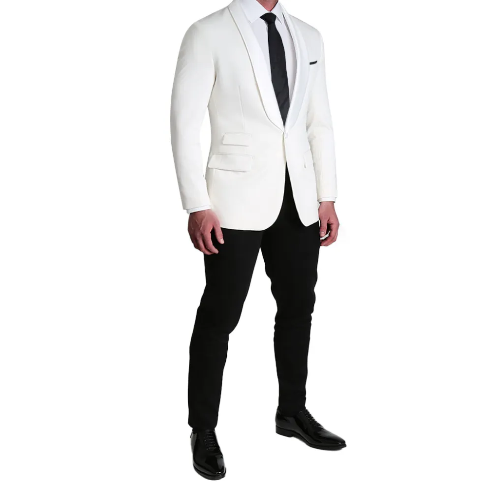 State and Liberty Athletic Fit Stretch Tuxedo Jacket - White with White Shawl Lapel| Tuxedos|Blazers