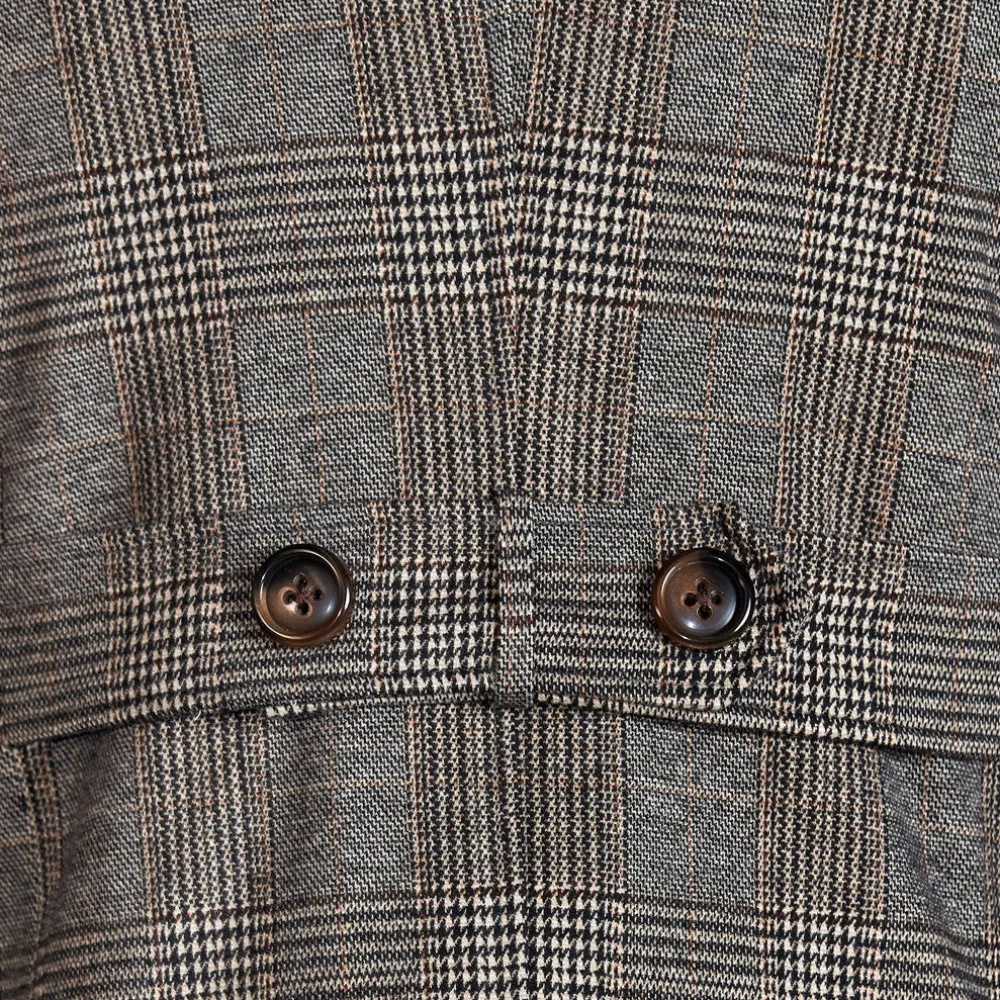 State and Liberty Brown Plaid Double-Breasted Overcoat| Coats & Jackets