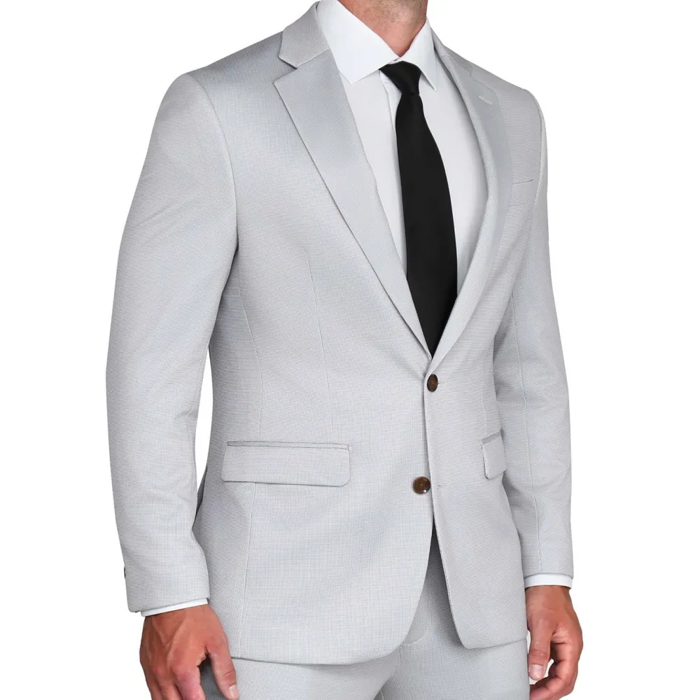 State and Liberty Brushed Tech Stretch Blazer - Light Grey Microcheck| Casual Blazers|Blazers
