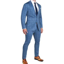 State and Liberty Brushed Tech Suit Pant - Electric Blue Plaid| Tech Chinos|Suit Pants