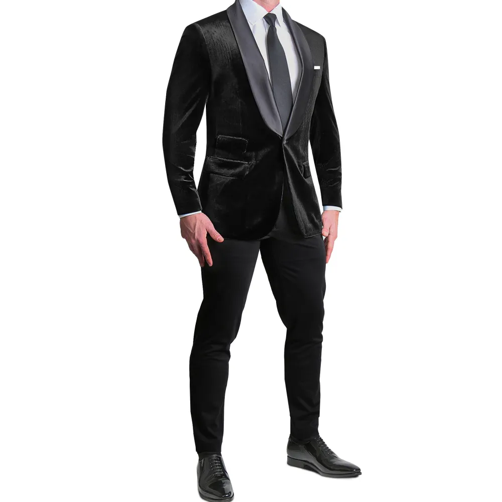 State and Liberty Satin Lapel Tuxedo Jacket - Black Velvet| Tuxedos|Blazers