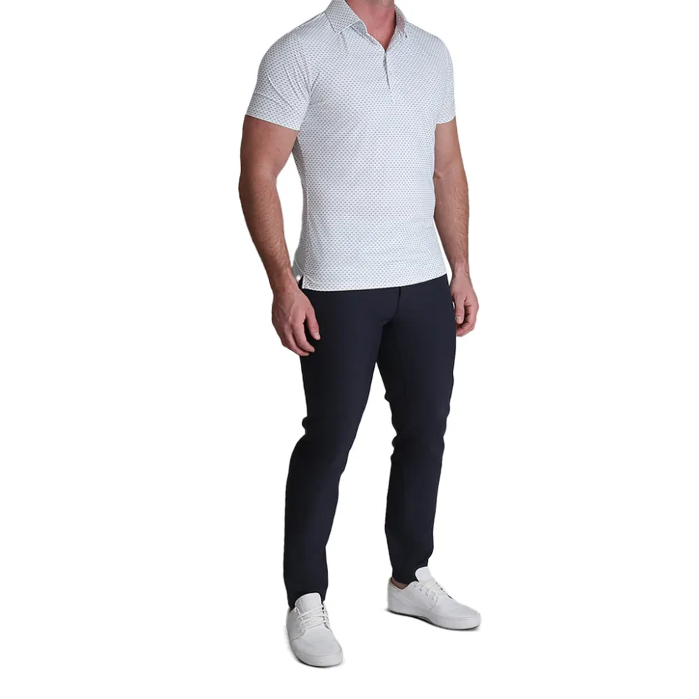 State and Liberty "The Archie" Geo Double Royal Blue & White Square| Short Sleeve Button Downs|Polos
