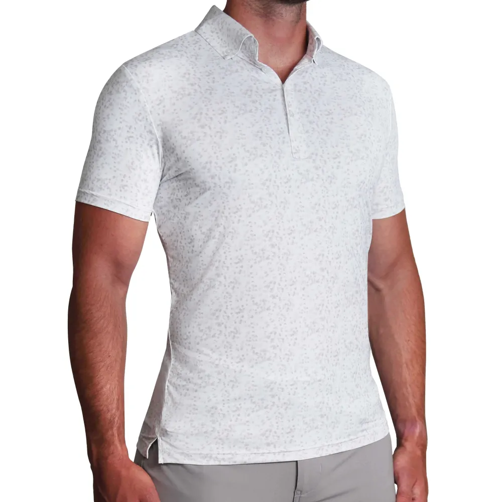 State and Liberty "The Beckett" White with Abstract Dots| Short Sleeve Button Downs|Polos