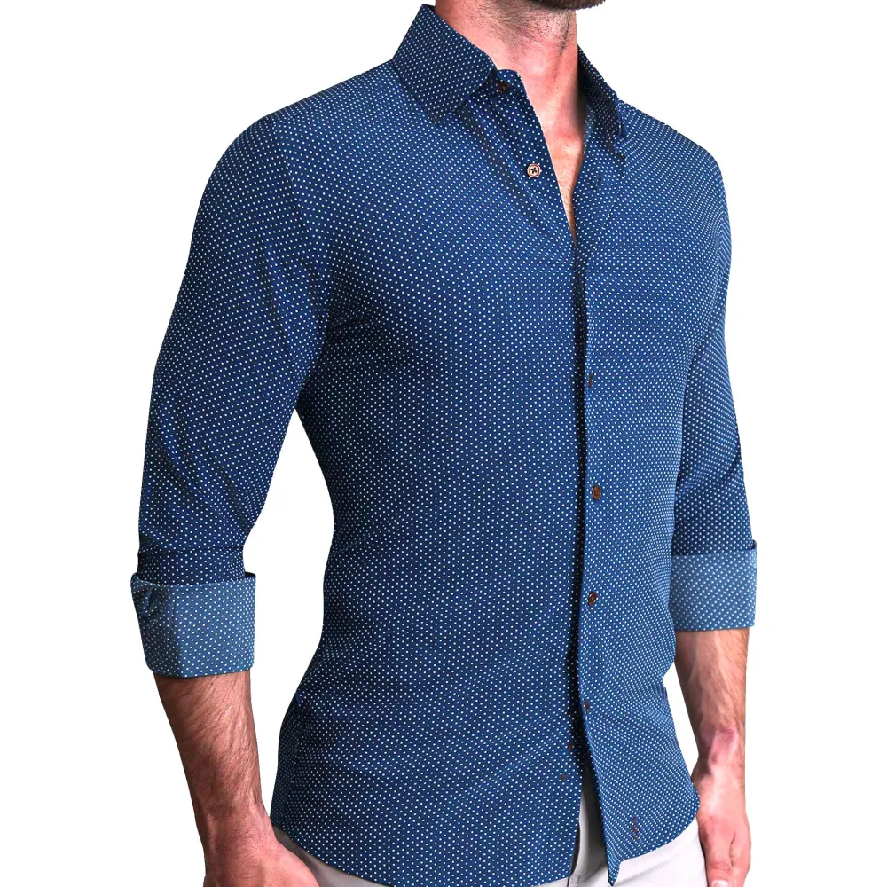 State and Liberty "The Boylston" Navy with White Polka Dots| Dress Shirts