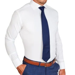 State and Liberty "The Carlton" Solid White Double Button Spread Collar| Dress Shirts