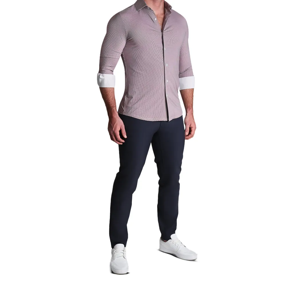 State and Liberty "The Colt" Sport Shirt - Deep Purple Microcheck| Casual Long Sleeves|Long Sleeve Button Downs
