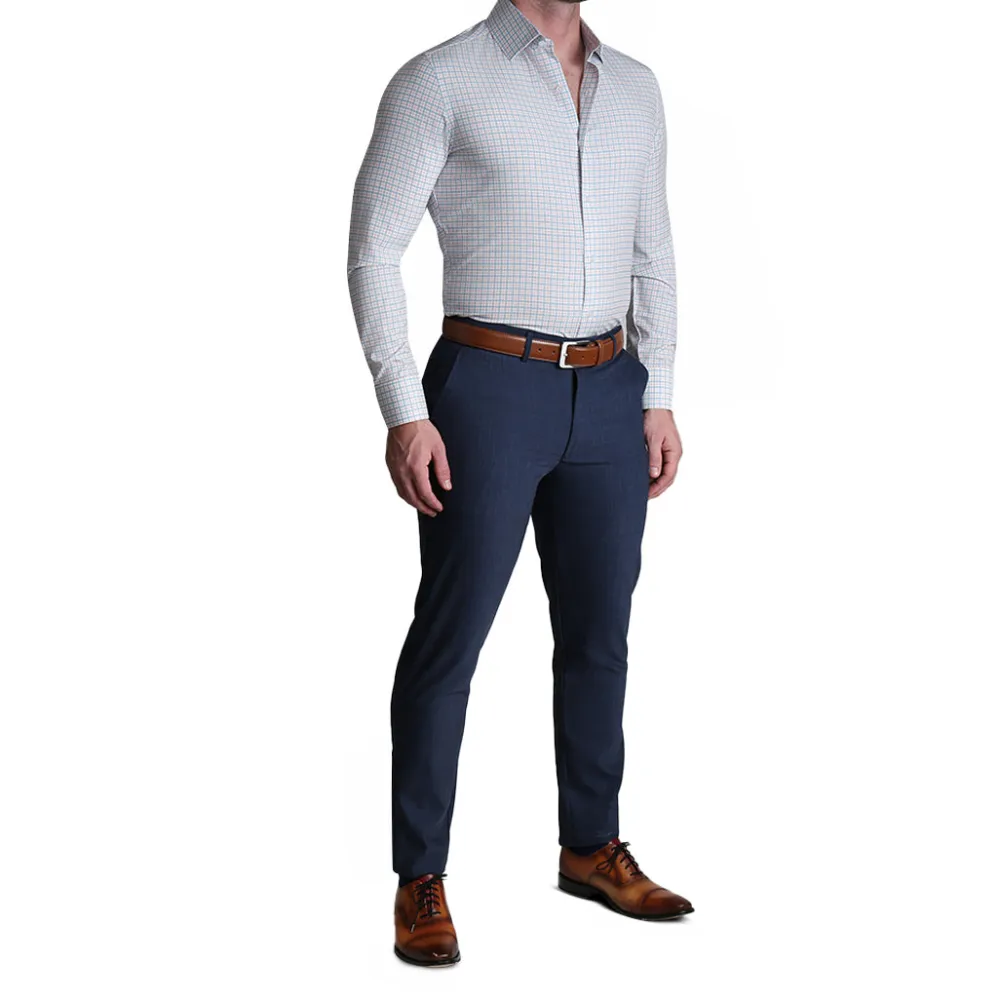 State and Liberty "The Dimitri" Blue Plaid With Orange Windowpane| Dress Shirts