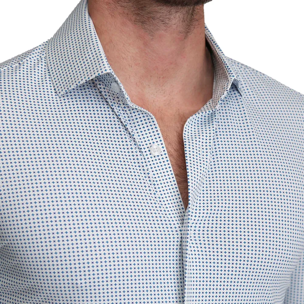 State and Liberty "The Guy" Sport Shirt - Navy & Light Blue Plus Print| Casual Long Sleeves|Long Sleeve Button Downs