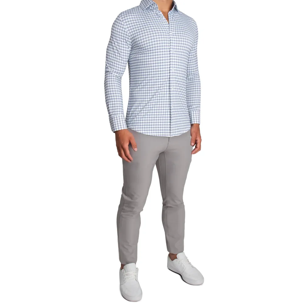 State and Liberty "The Jones" Sport Shirt - White & Grey Check| Casual Long Sleeves|Long Sleeve Button Downs