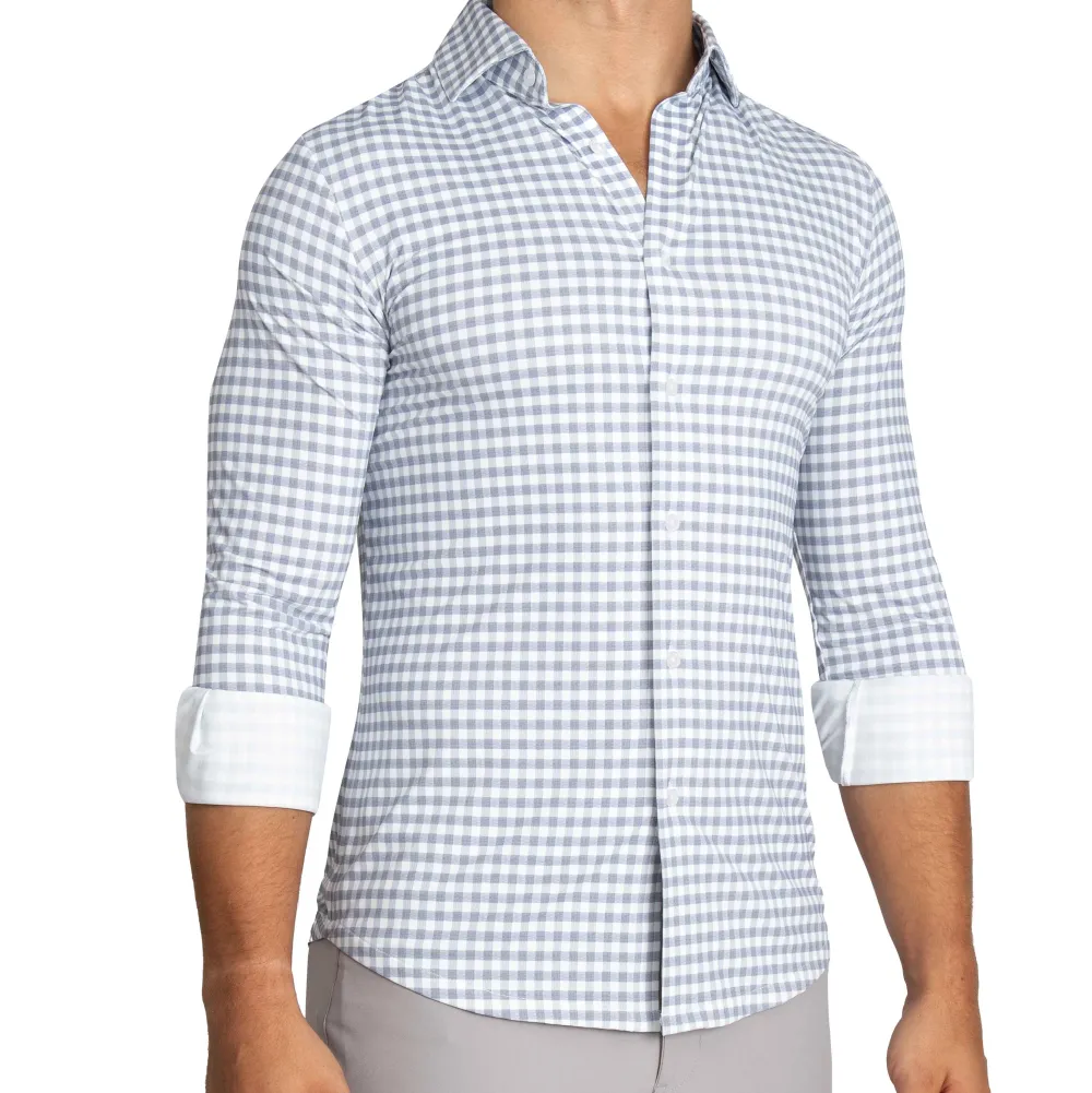 State and Liberty "The Jones" Sport Shirt - White & Grey Check| Casual Long Sleeves|Long Sleeve Button Downs