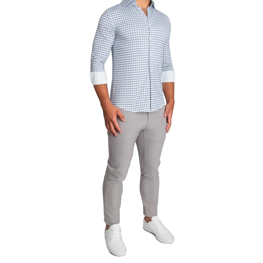 State and Liberty "The Jones" Sport Shirt - White & Grey Check| Casual Long Sleeves|Long Sleeve Button Downs