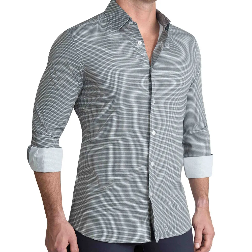 State and Liberty "The La Porta" Green, White, & Black Mini Double Check| Dress Shirts