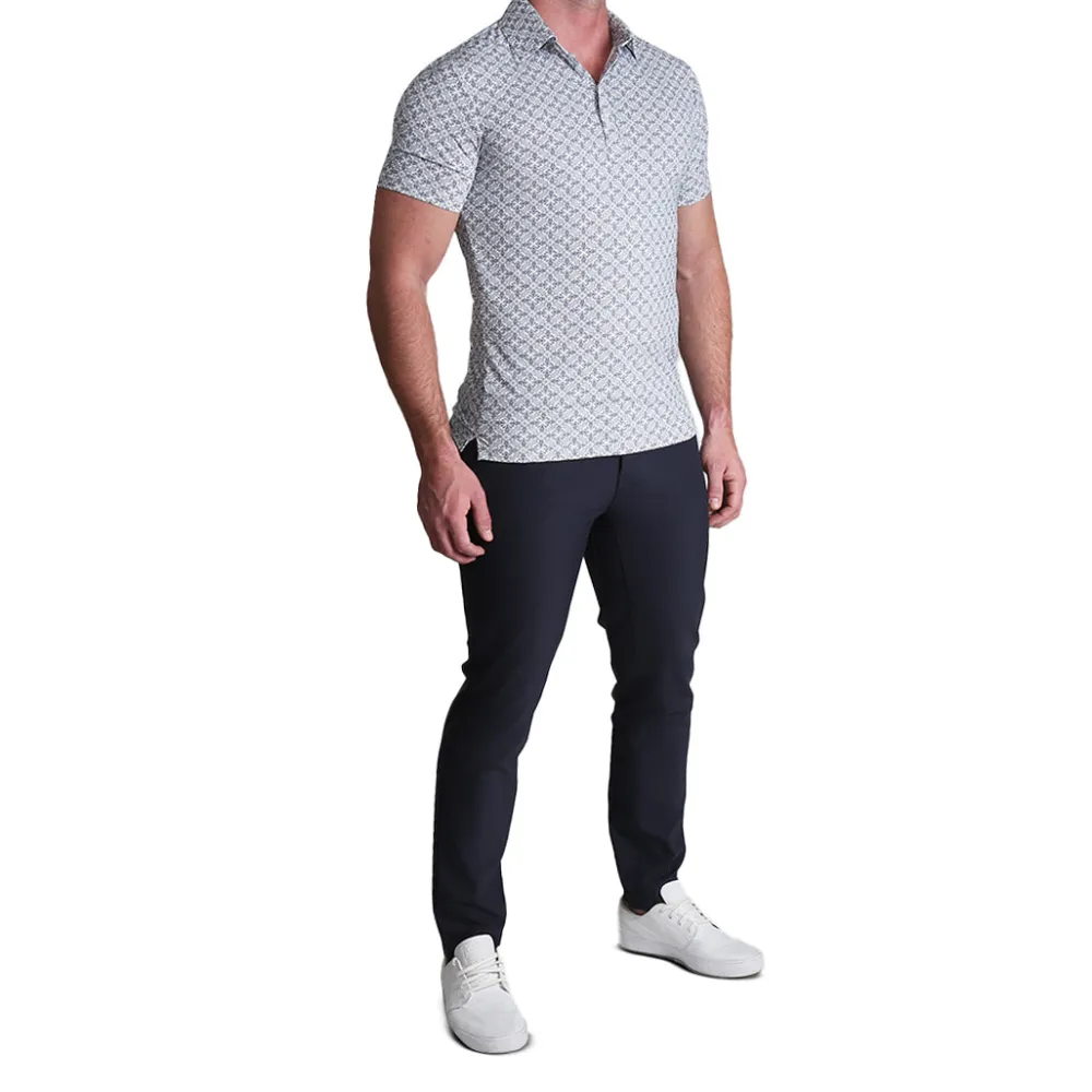 State and Liberty "The Lorenzo" Navy & White Jacquard| Short Sleeve Button Downs|Polos