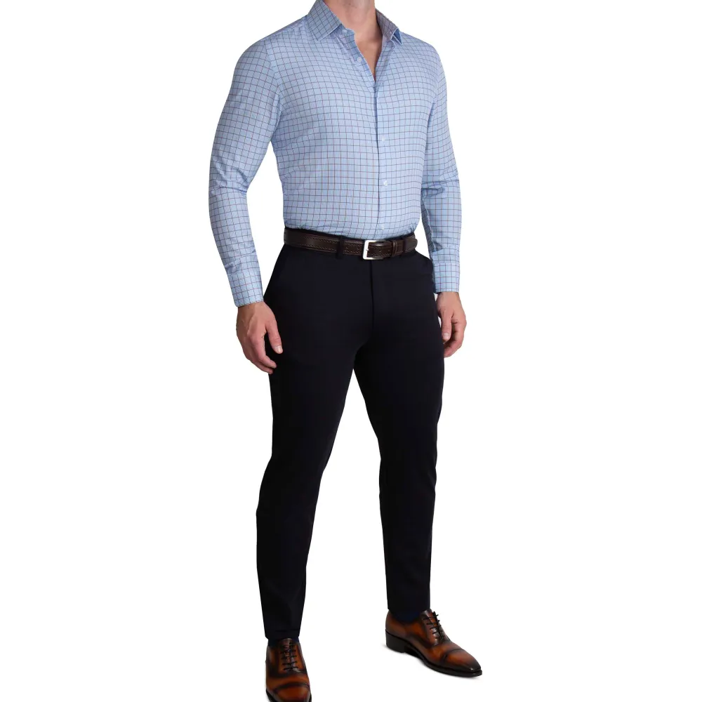 State and Liberty "The Marcus" Brown, White, & Light Blue Windowpane| Dress Shirts