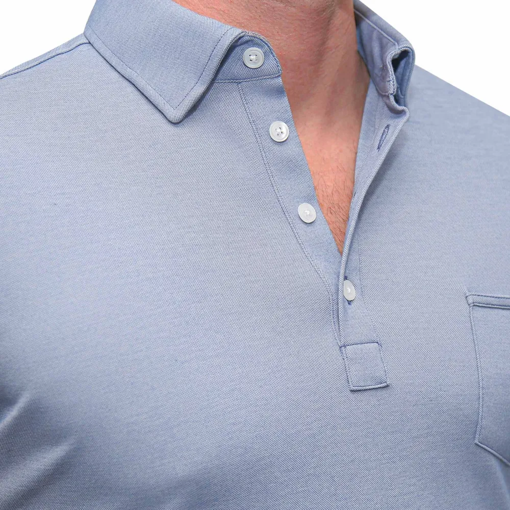 State and Liberty "The Matt" Sky Blue Pique Polo| Short Sleeve Button Downs|Polos