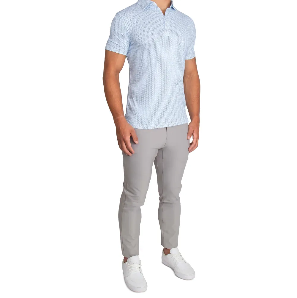 State and Liberty "The Nantucket" White & Light Blue Paisley Polo| Short Sleeve Button Downs|Polos