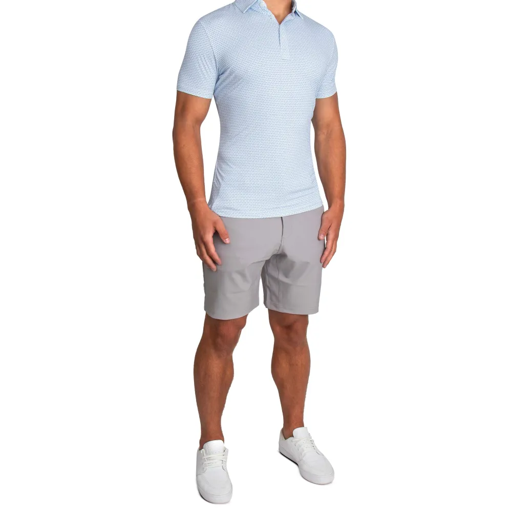 State and Liberty "The Nantucket" White & Light Blue Paisley Polo| Short Sleeve Button Downs|Polos