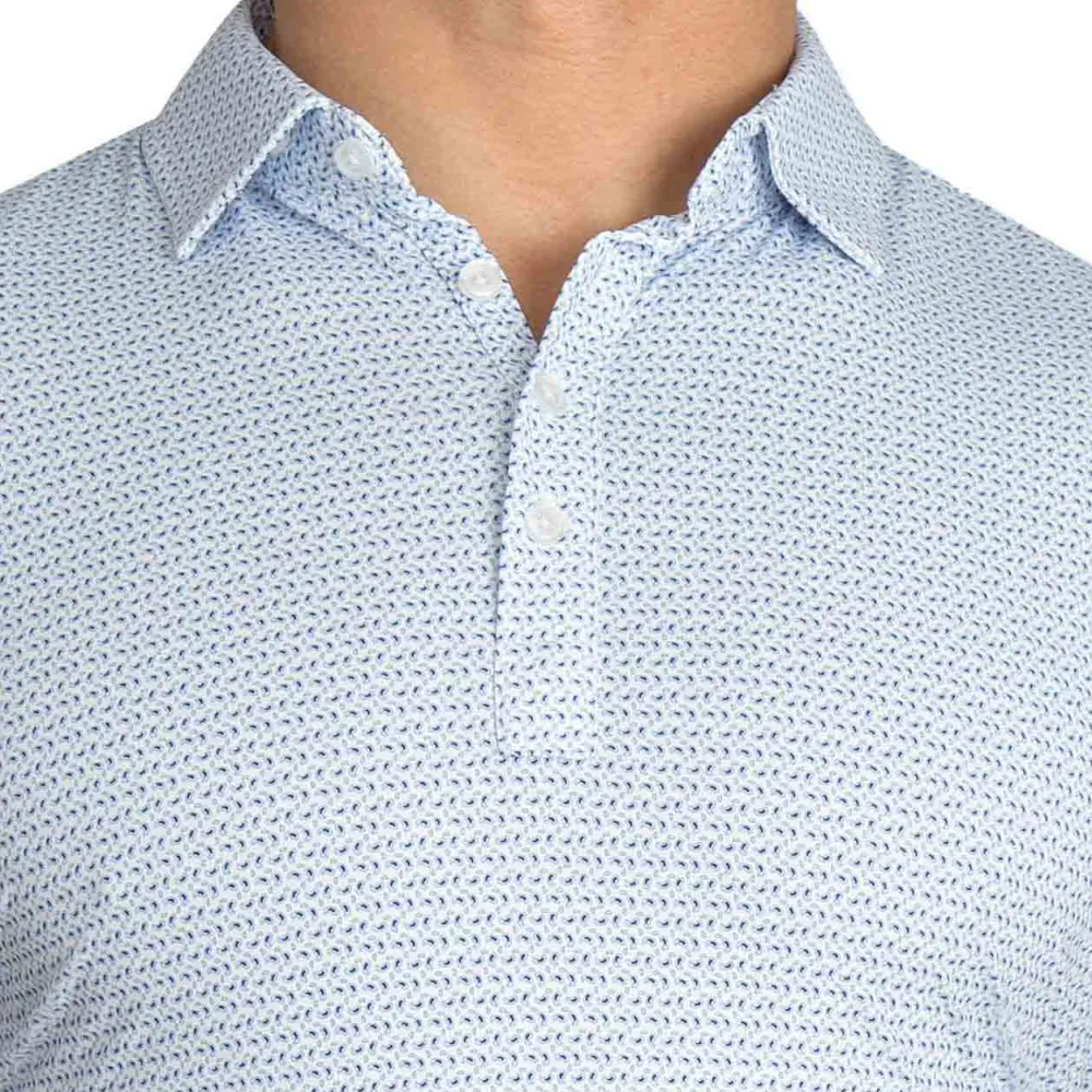 State and Liberty "The Nantucket" White & Light Blue Paisley Polo| Short Sleeve Button Downs|Polos
