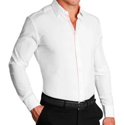 State and Liberty "The Porter" Solid White with Pink Accents| Dress Shirts