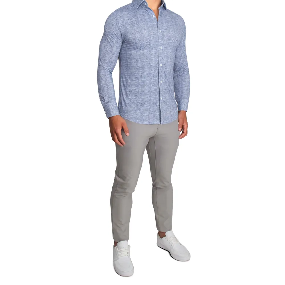 State and Liberty "The Storm" Sport Shirt - Navy Linen| Casual Long Sleeves|Long Sleeve Button Downs