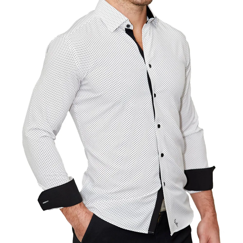 State and Liberty "The Tatar" White With Black Dots| Dress Shirts