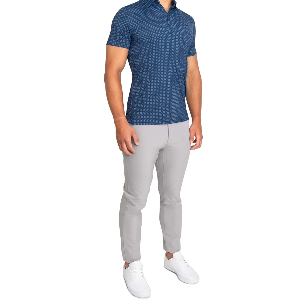 State and Liberty "The Zeus" Diamond Navy & Light Blue Circle Polo| Short Sleeve Button Downs|Polos
