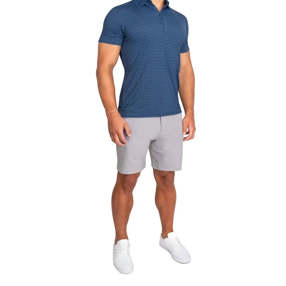 State and Liberty "The Zeus" Diamond Navy & Light Blue Circle Polo| Short Sleeve Button Downs|Polos